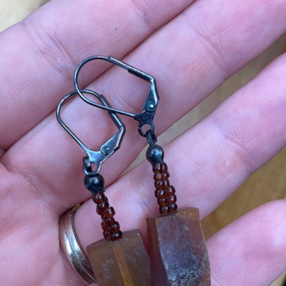 Boho Beaded Handmade Jewel Earthtone Earrings - Picture 4 of 4